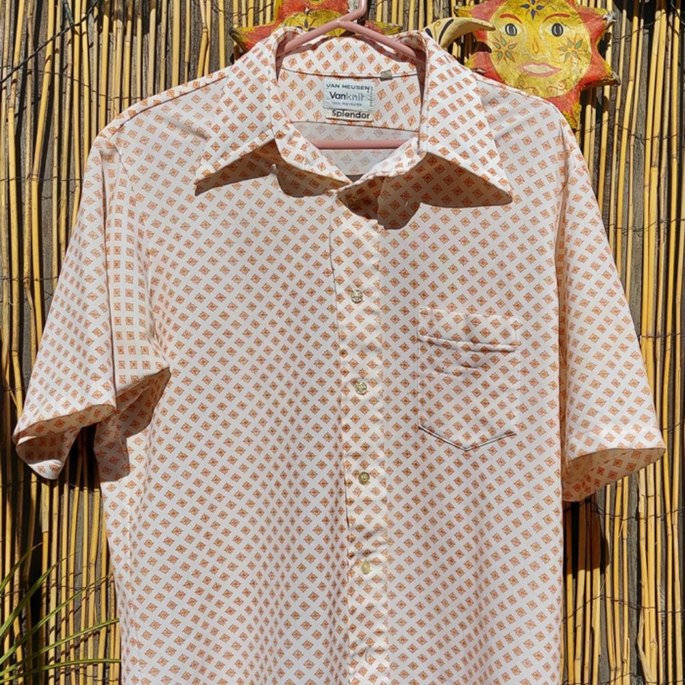 Van Heusen Short Sleeve Shirt - White with Pattern